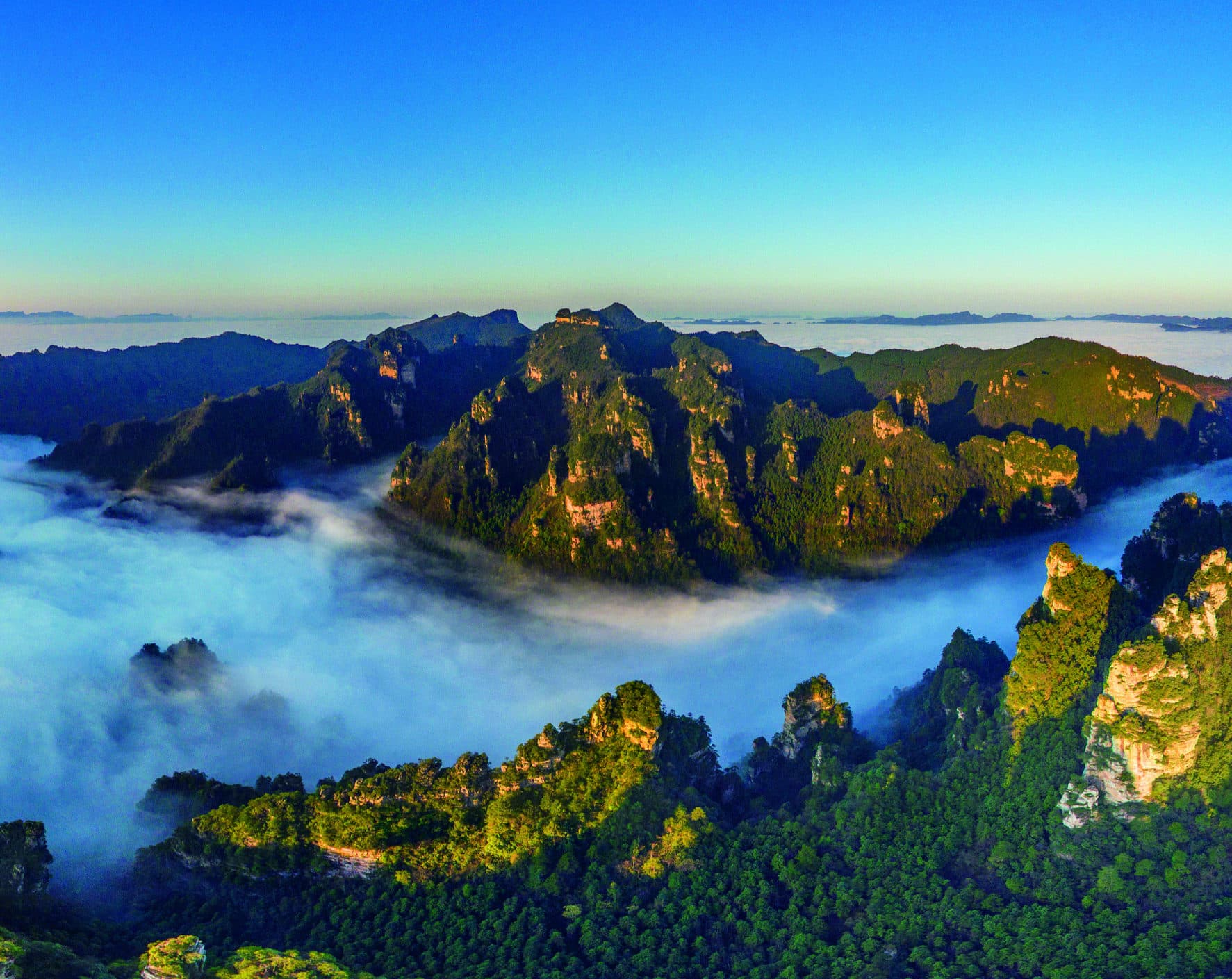 Huangshi Village sandstone landscape at sunrise