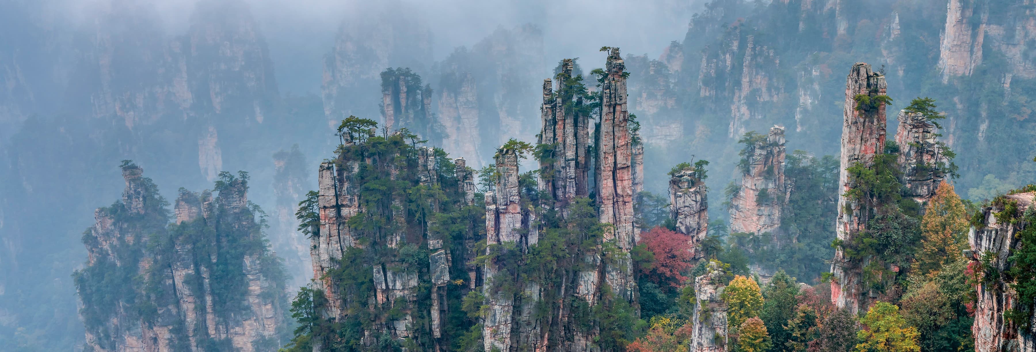 Sandstone peaks and autumn forest in the official Tour Guide Manual